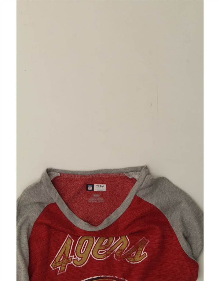 NFL TEAM APPAREL Womens Sweatshirt Jumper UK 14 Medium Red Colourblock Vintage NFL TEAM APPAREL and Second-Hand NFL TEAM APPAREL from Messina Hembry 