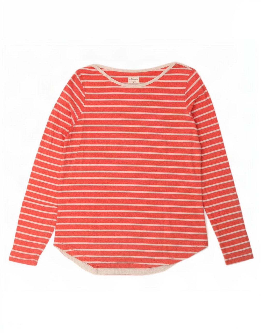 Fat Face Womens Top Long Sleeve UK 12 Medium Orange Striped Cotton
