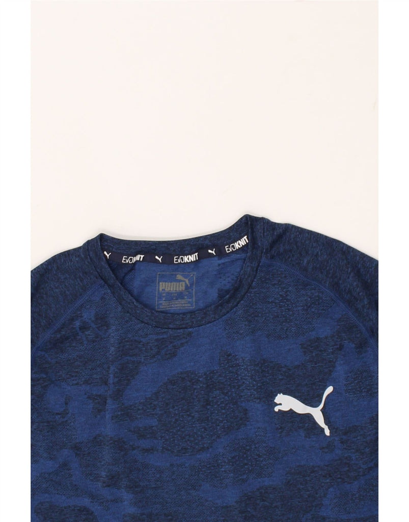 PUMA Mens T-Shirt Top Medium Navy Blue Camouflage | Vintage Puma | Thrift | Second-Hand Puma | Used Clothing | Messina Hembry 