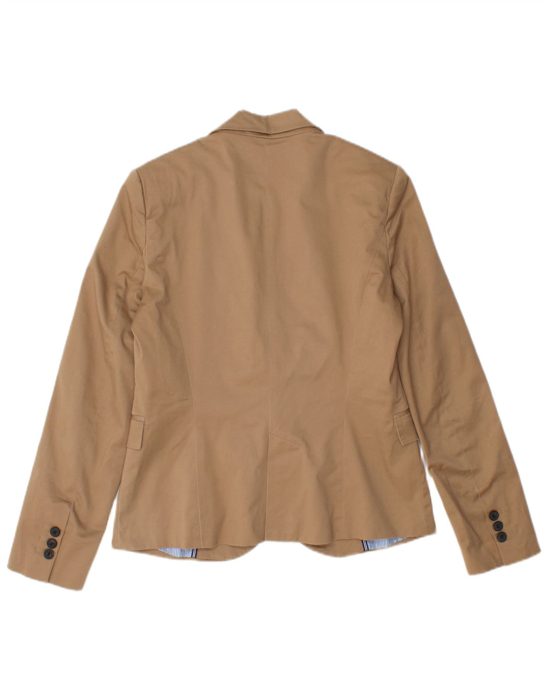 ZARA Womens 1 Button Blazer Jacket UK 14 Large Brown Cotton