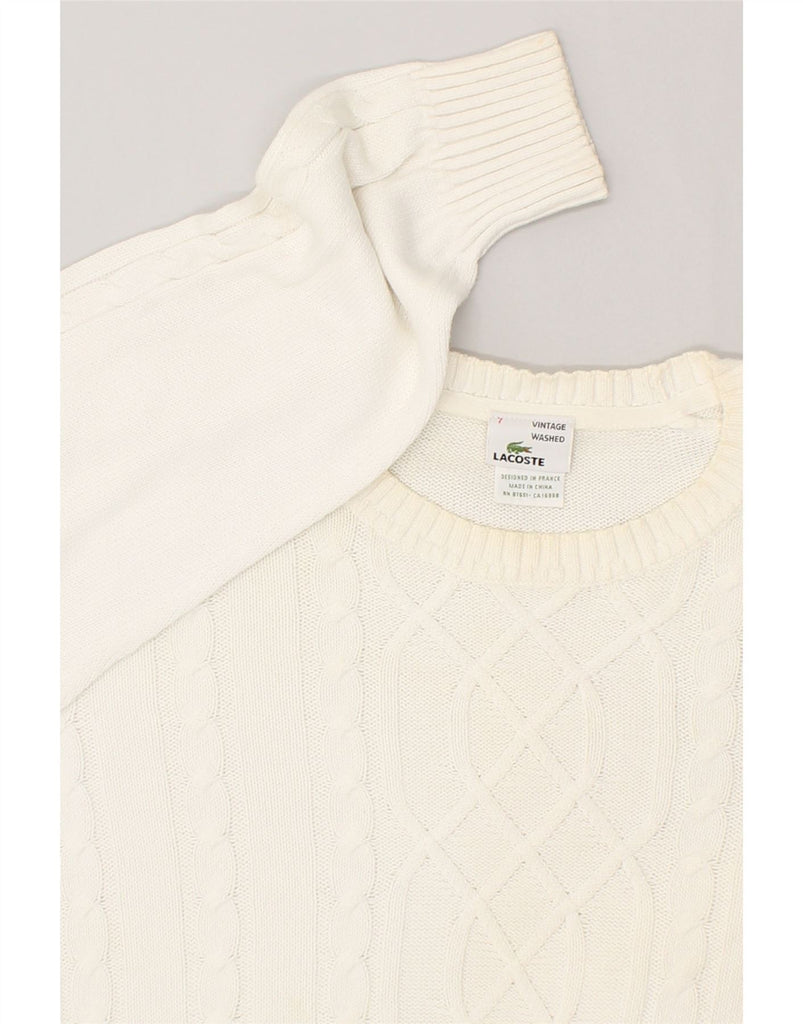 LACOSTE Mens Crew Neck Jumper Sweater Size 7 2XL White Cotton | Vintage Lacoste | Thrift | Second-Hand Lacoste | Used Clothing | Messina Hembry 