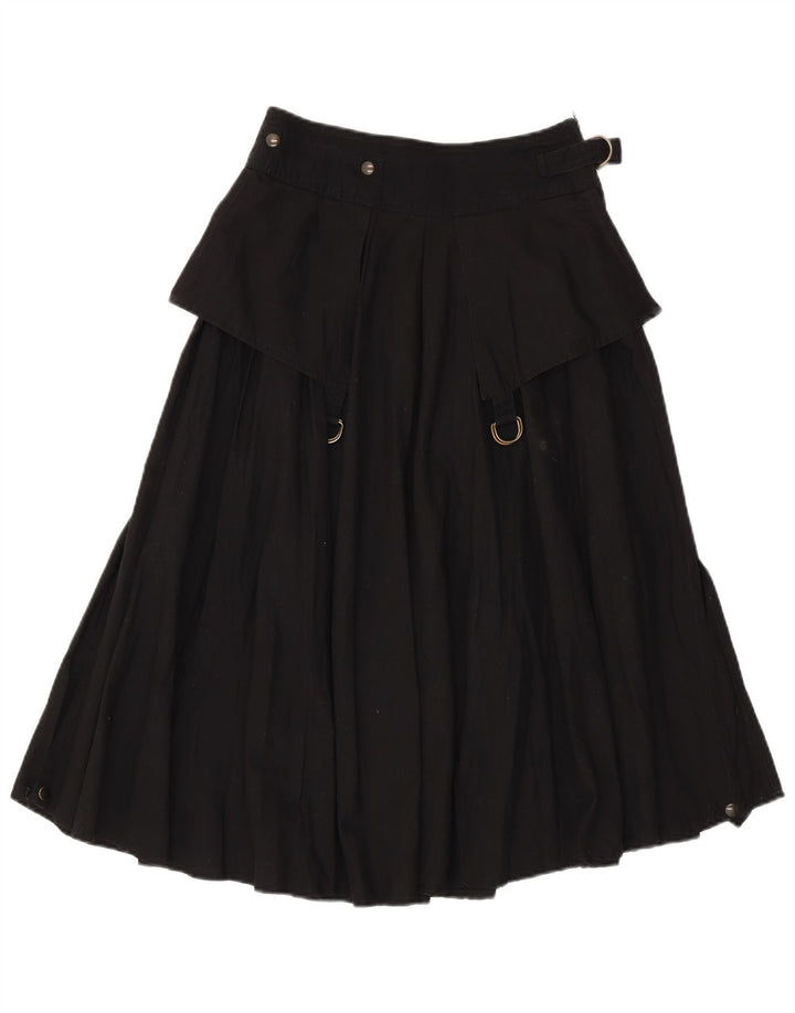 Vintage Womens Flared Skirt Small W26 Black Cotton