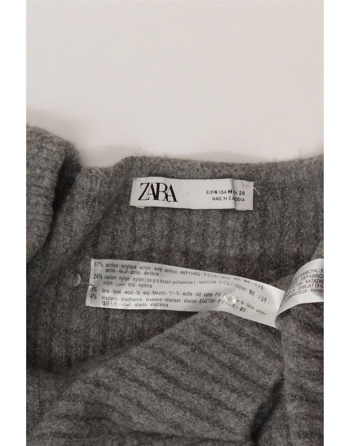 Zara Womens Top Long Sleeve UK 12 Medium Grey Acrylic