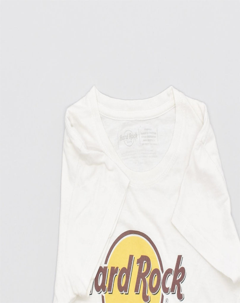 HARD ROCK CAFE Womens Amsterdam Graphic T-Shirt Top UK 6 XS White Cotton | Vintage | Thrift | Second-Hand | Used Clothing | Messina Hembry 