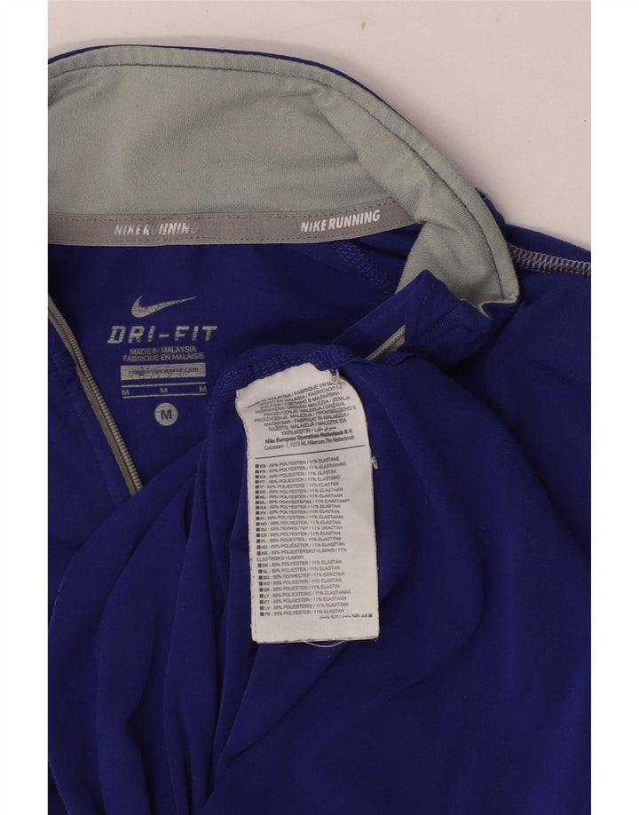 Nike Womens Dri Fit Zip Neck Pullover Tracksuit Top UK 12 Medium Blue