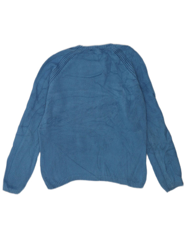 Marks & Spencer Womens Boat Neck Jumper Sweater UK 8 Small Blue Cotton