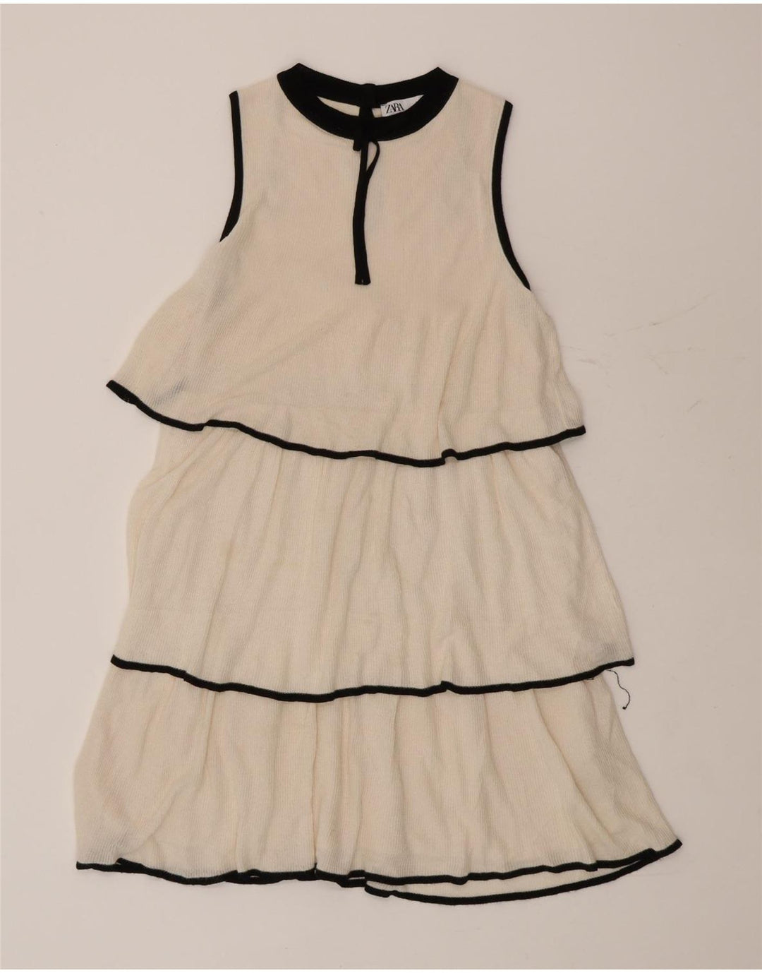 Zara Womens Tiered Dress UK 10 Small White Viscose