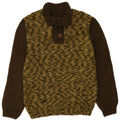 Vintage Womens Button Neck Jumper Sweater UK 14 Medium Khaki Colourblock