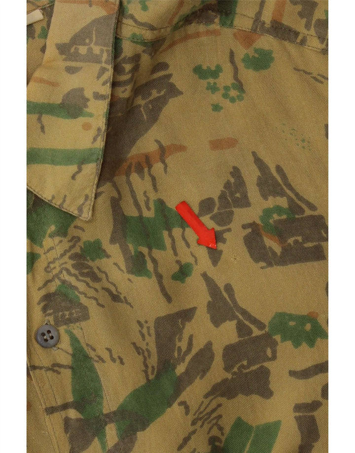 Ozone Mens Abstract Pattern Shirt Medium Yellow Viscose