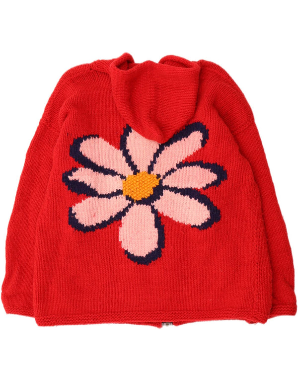 Vintage Womens Graphic Hooded Cardigan Sweater UK 22 3XL Red Floral