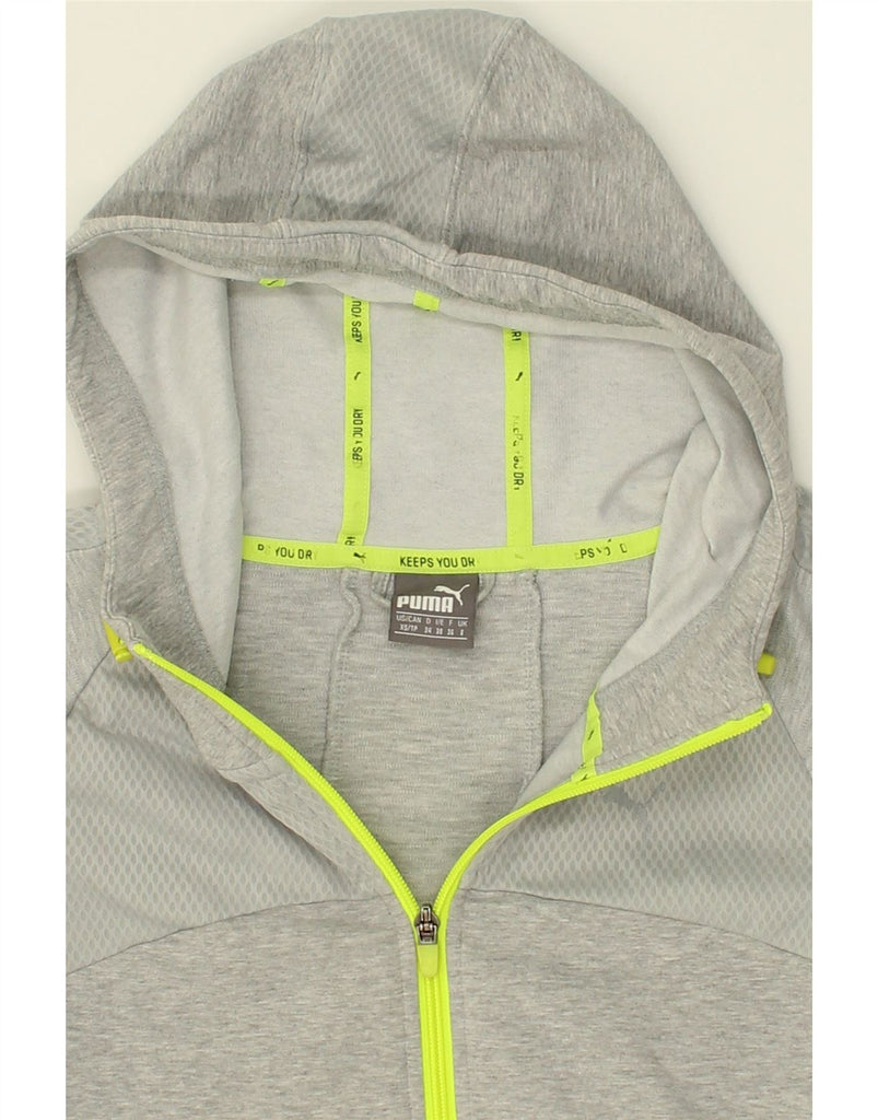 PUMA Womens Zip Hoodie Sweater UK 8 Small  Grey Polyester | Vintage Puma | Thrift | Second-Hand Puma | Used Clothing | Messina Hembry 