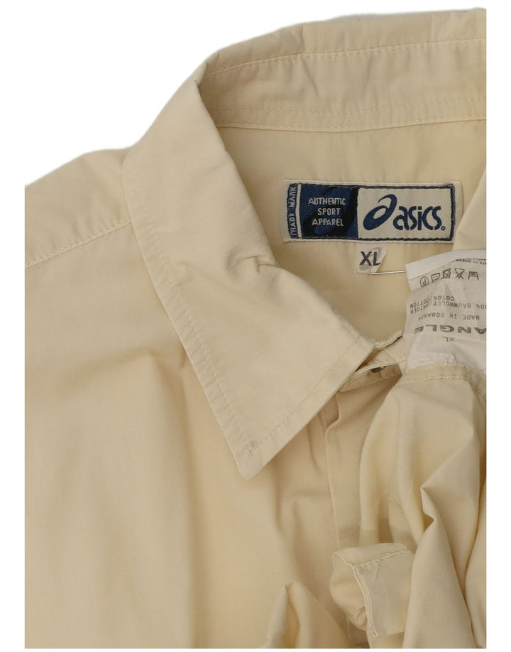 Asics Mens Short Sleeve Shirt XL Beige Cotton