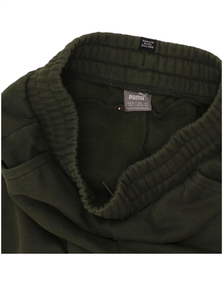 PUMA Boys Tracksuit Trousers Joggers 9-10 Years  Green Cotton