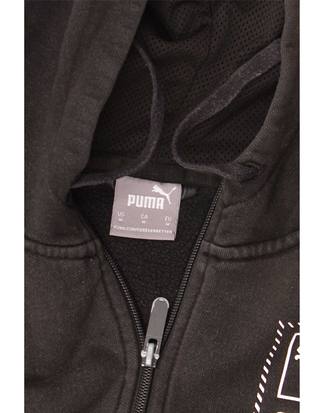 Puma Mens Graphic Zip Hoodie Sweater Medium Black Cotton