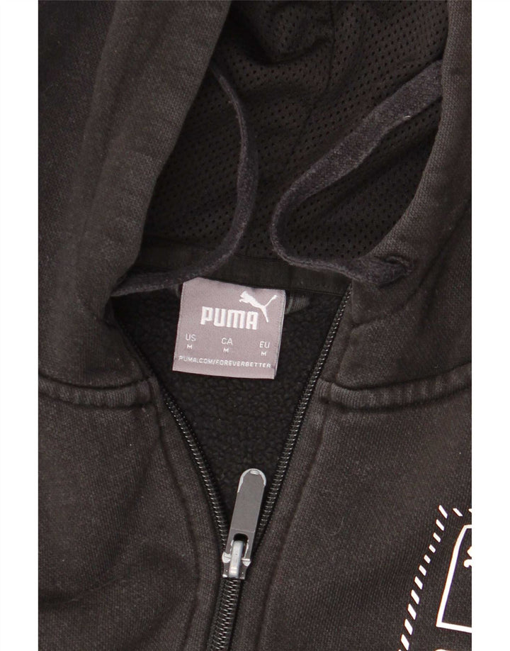 Puma Mens Graphic Zip Hoodie Sweater Medium Black Cotton