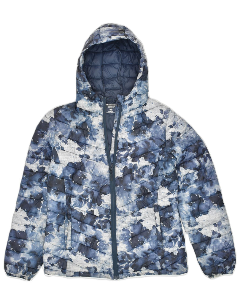 MOUNTAIN WAREHOUSE Womens Hooded Padded Jacket UK 10 Small  Blue Floral | Vintage Mountain Warehouse | Thrift | Second-Hand Mountain Warehouse | Used Clothing | Messina Hembry 