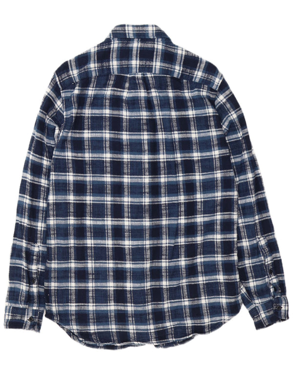 J. Crew Mens Classic Fit Flannel Shirt Small Navy Blue Check Cotton