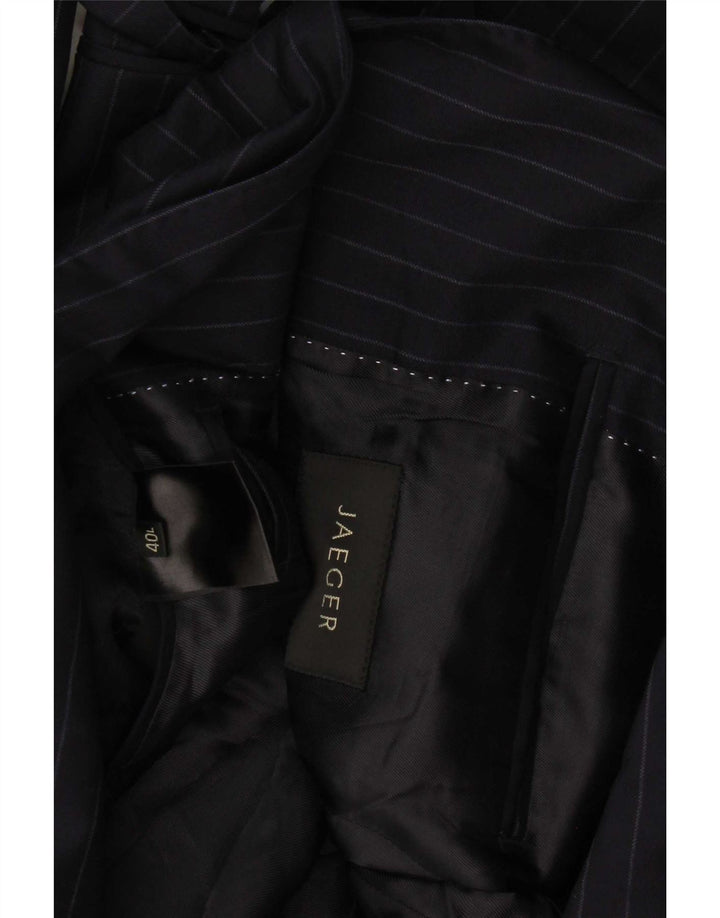 Jaeger Mens 2 Button Blazer Jacket UK 40 Large Navy Blue Pinstripe