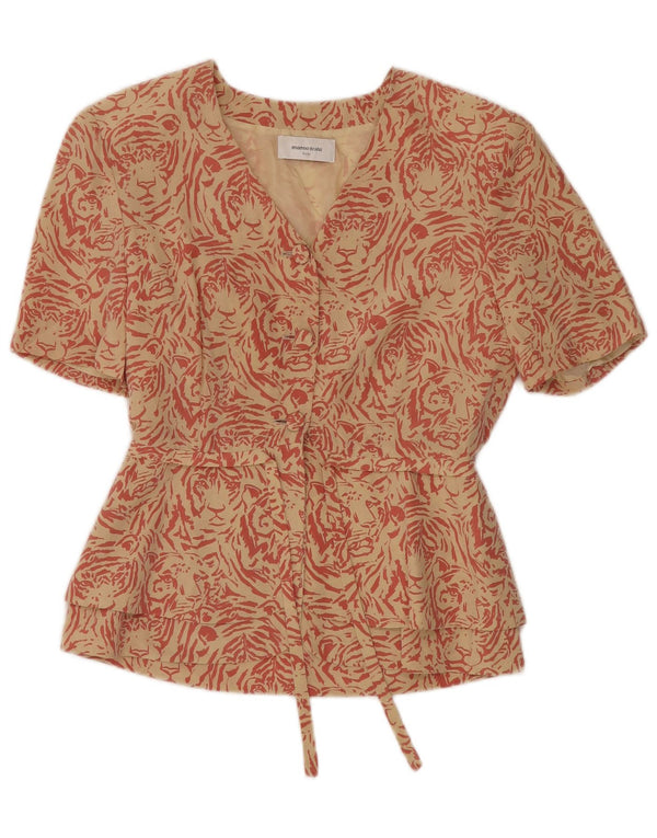 MARCO TESTA Womens 3 Button Blazer Jacket IT 42 Medium Beige Animal Print