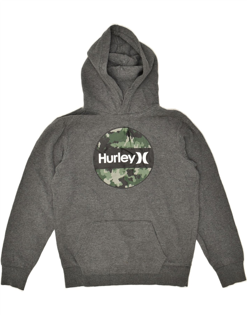 HURLEY Boys Graphic Hoodie Jumper 14-15 Years Large  Grey Cotton | Vintage Hurley | Thrift | Second-Hand Hurley | Used Clothing | Messina Hembry 