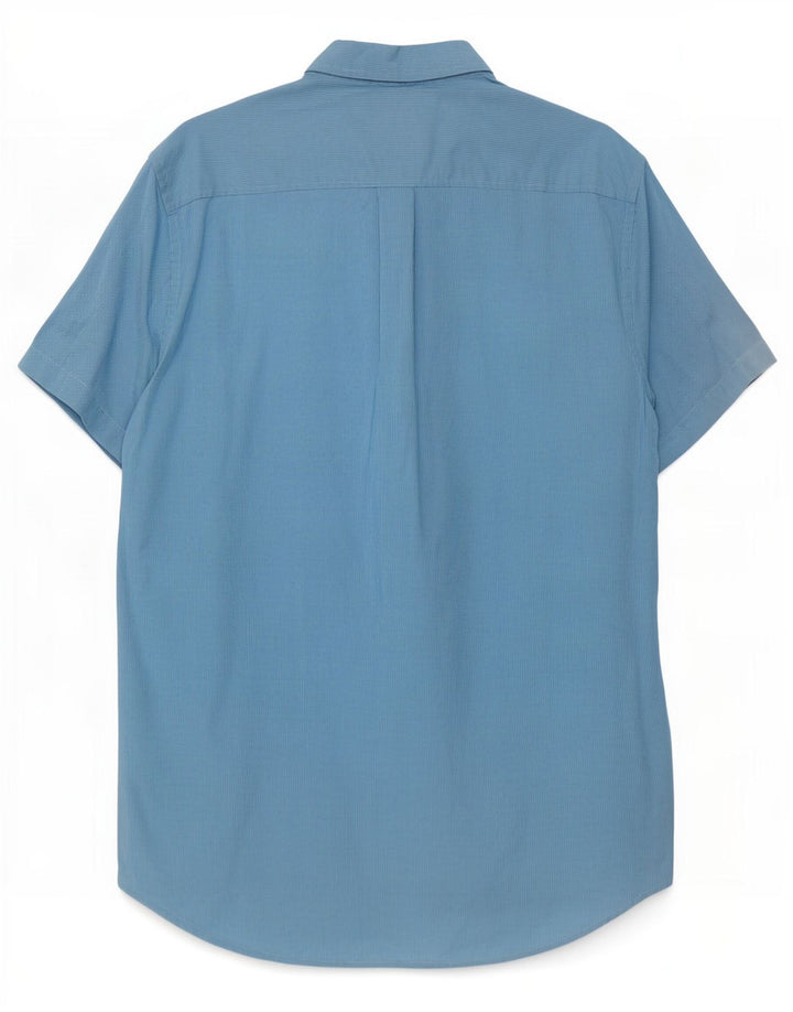 Superdry Mens Short Sleeve Regular Fit Shirt Medium Blue Houndstooth Cotton