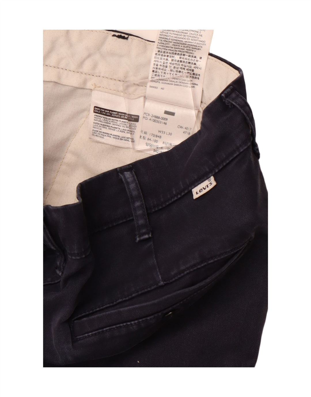 Levi's Mens Slim Fit Chino Trousers W33 L30 Navy Blue Cotton