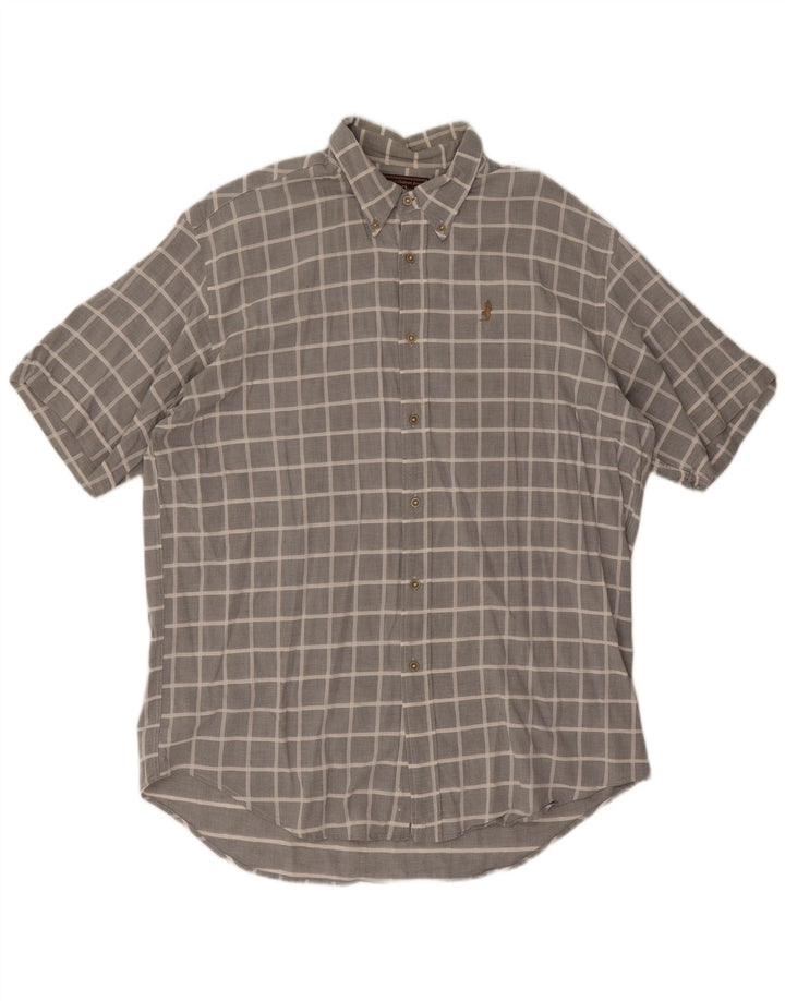 Marlboro Classics Mens Short Sleeve Shirt 2XL Grey Check Cotton