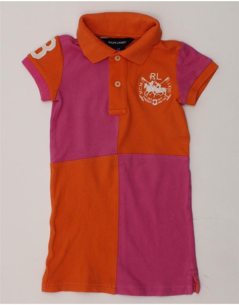 RALPH LAUREN Baby Girls Graphic Polo Dress 18-24 Months Orange Colourblock | Vintage Ralph Lauren | Thrift | Second-Hand Ralph Lauren | Used Clothing | Messina Hembry 