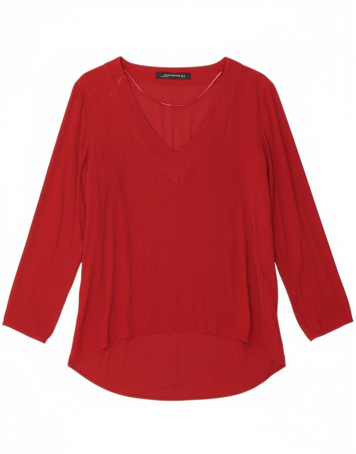 Zara Womens Long Sleeve Tunic Top UK 14 Medium Red