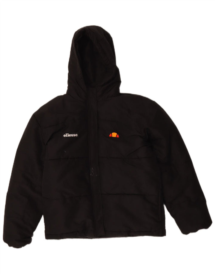 Ellesse Boys Hooded Padded Jacket 12-13 Years Black Polyester