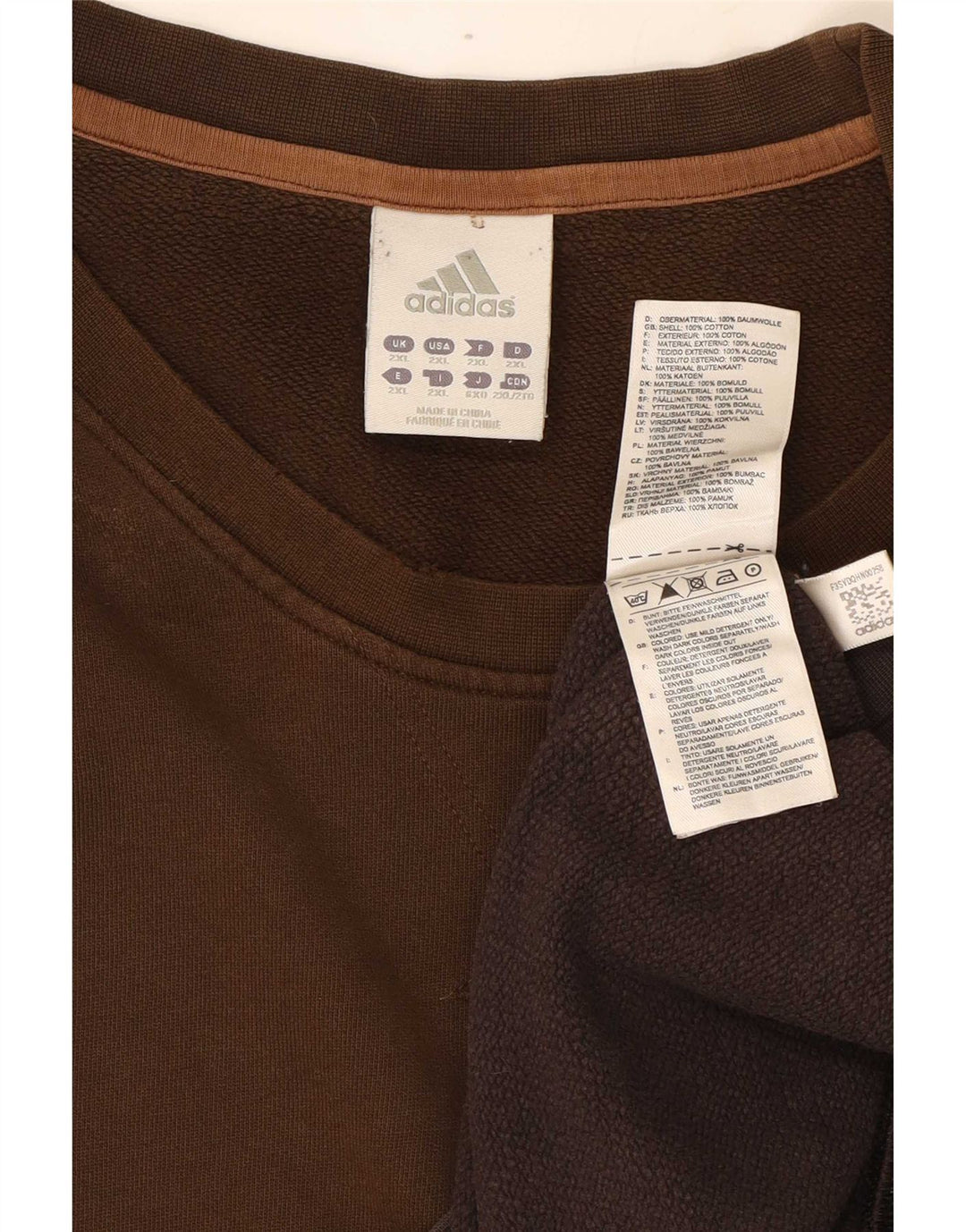 Adidas Mens Sweatshirt Jumper 2XL Brown Colourblock Cotton