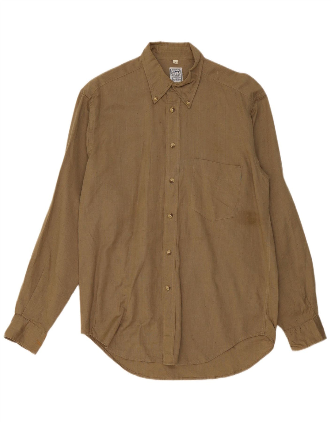 Boggi Mens Shirt Medium Khaki Cotton