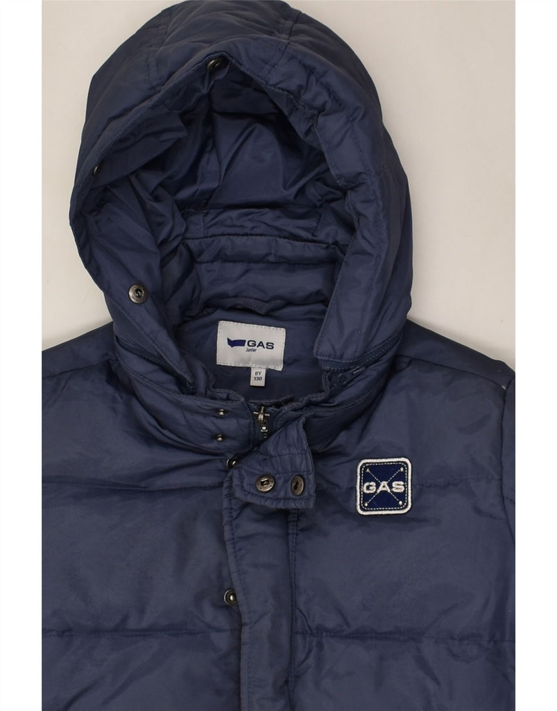 GAS Boys Hooded Padded Jacket 7-8 Years Navy Blue Polyester | Vintage Gas | Thrift | Second-Hand Gas | Used Clothing | Messina Hembry 