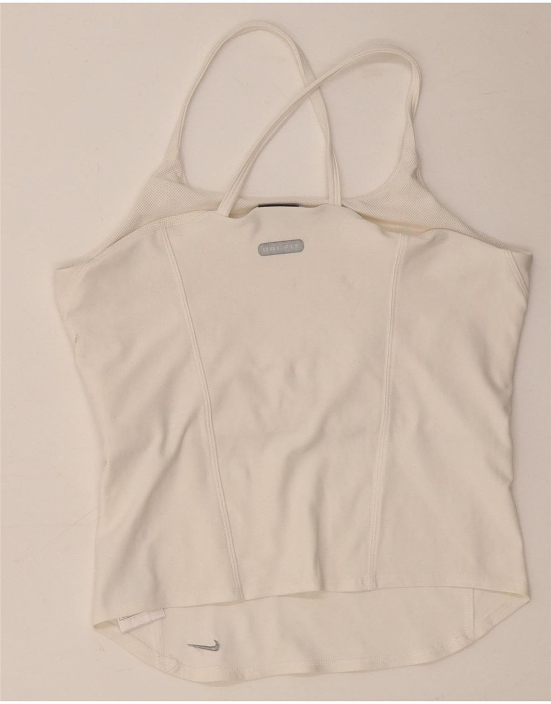 NIKE Womens Dri Fit Crop Vest Top UK 14 Large White Polyester