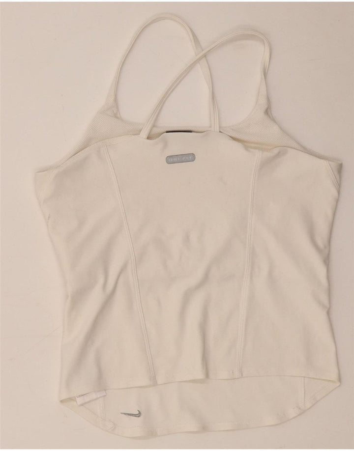 NIKE Womens Dri Fit Crop Vest Top UK 14 Large White Polyester