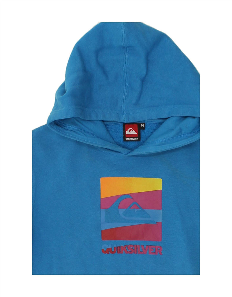 QUIKSILVER Boys Graphic Hoodie Jumper 13-14 Years Blue Cotton | Vintage Quiksilver | Thrift | Second-Hand Quiksilver | Used Clothing | Messina Hembry 