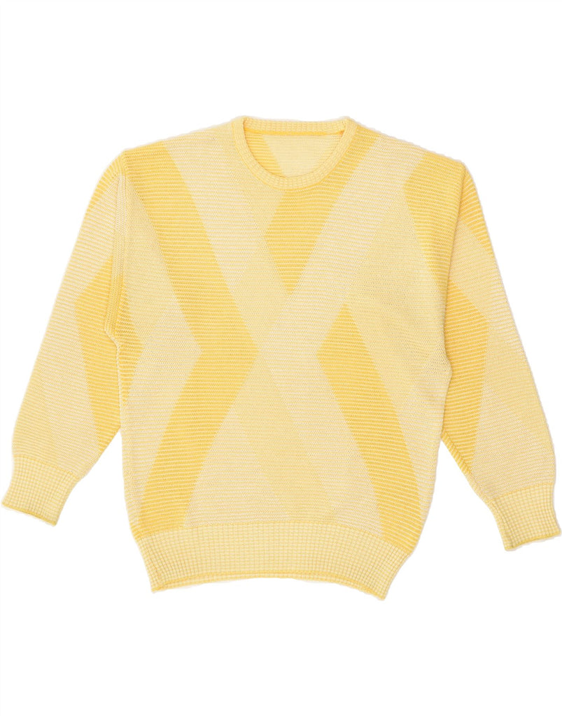 VINTAGE Womens Crew Neck Jumper Sweater IT 48 XL Yellow Colourblock Cotton | Vintage Vintage | Thrift | Second-Hand Vintage | Used Clothing | Messina Hembry 