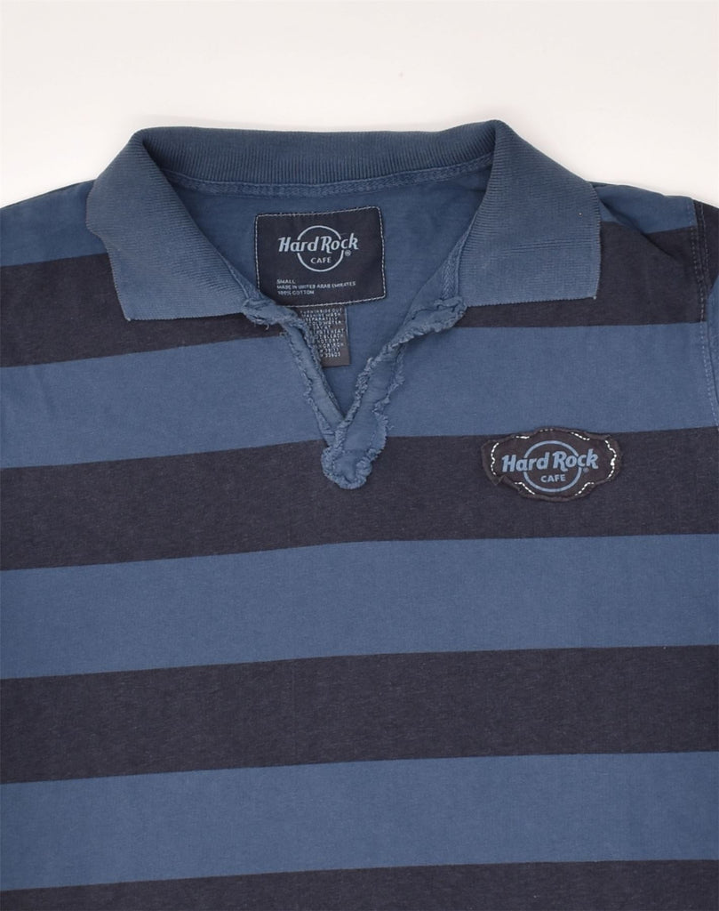 HARD ROCK CAFE Mens Polo Shirt Small Blue Striped Cotton | Vintage Hard Rock Cafe | Thrift | Second-Hand Hard Rock Cafe | Used Clothing | Messina Hembry 