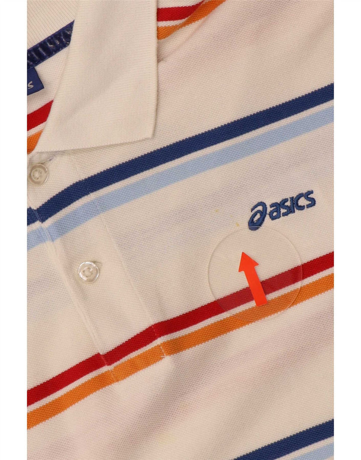 Asics Mens Polo Shirt XL White Striped