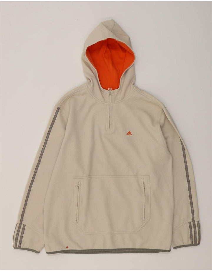 Adidas Mens Zip Neck Hoodie Jumper Medium White Polyester