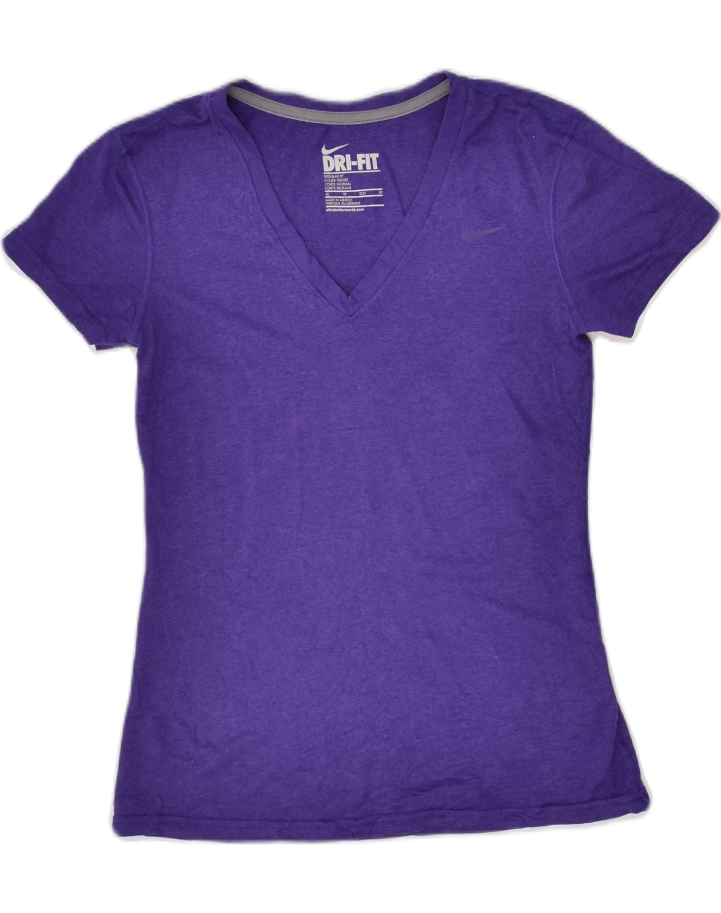 NIKE Womens Dri Fit T-Shirt Top UK XS Purple Polyester Vintage