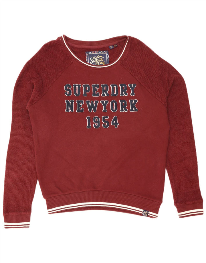 Superdry Womens Graphic Oversized Sweatshirt Jumper UK 14 Large Maroon