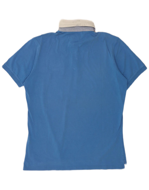 Conte of Florence Mens Rugby Polo Shirt 2XL Blue Cotton