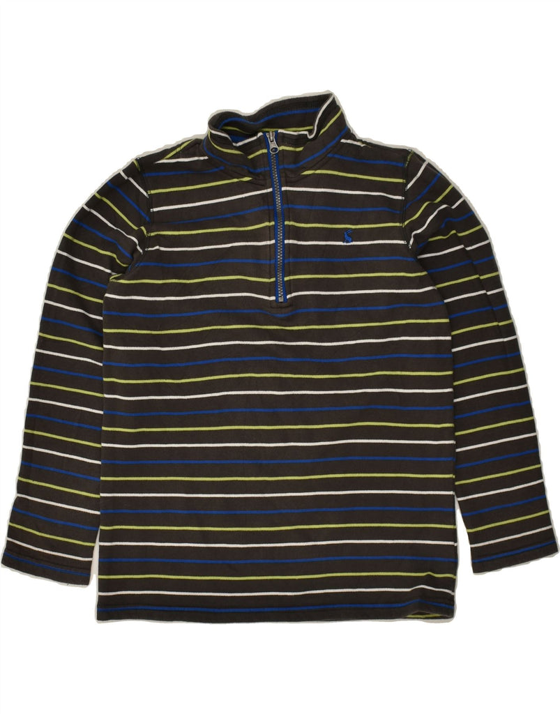 JOULES Boys Zip Neck Sweatshirt Jumper 11-12 Years Grey Striped Cotton | Vintage Joules | Thrift | Second-Hand Joules | Used Clothing | Messina Hembry 