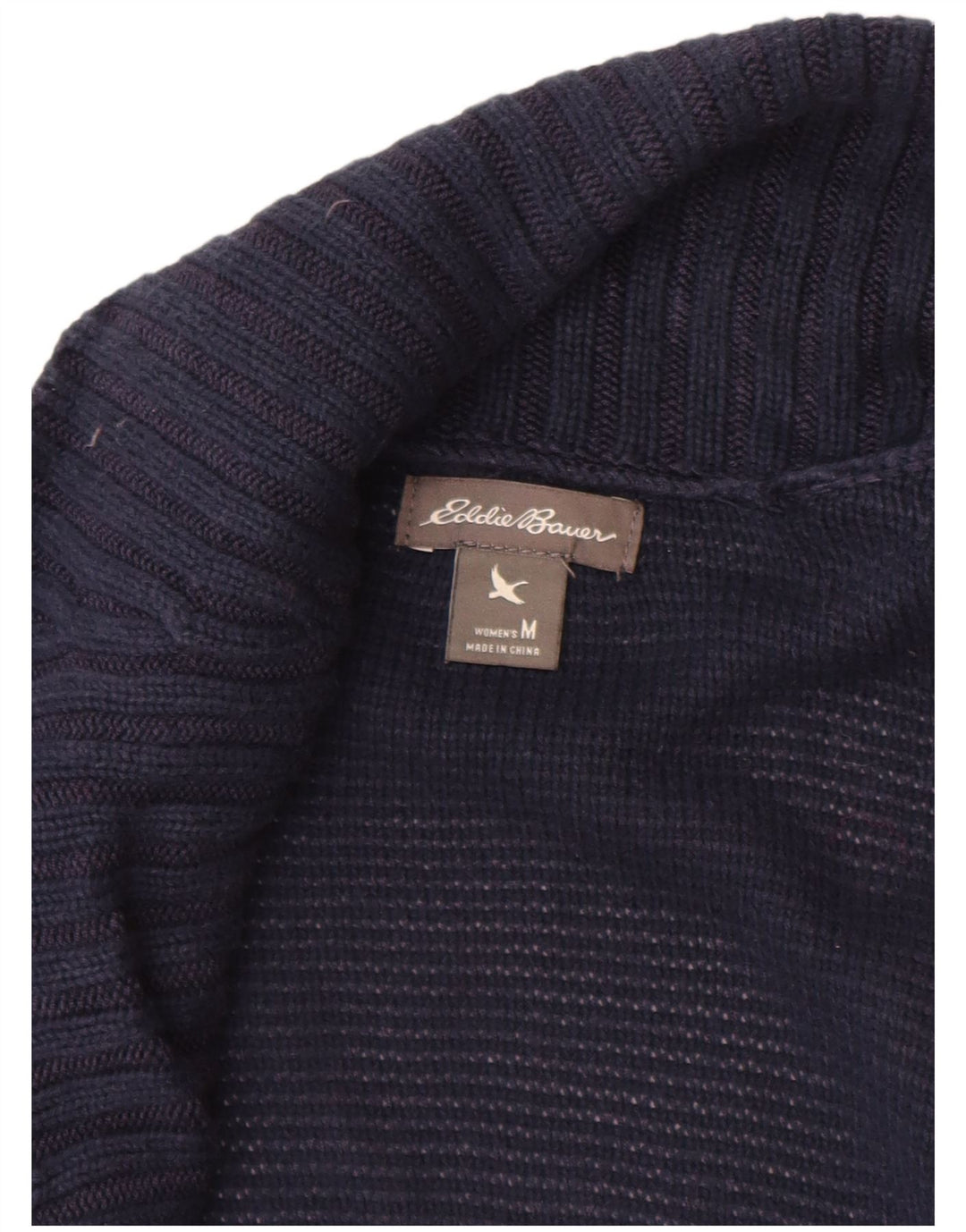 Eddie Bauer Womens Open Cardigan Sweater UK 12 Medium Navy Blue Rayon