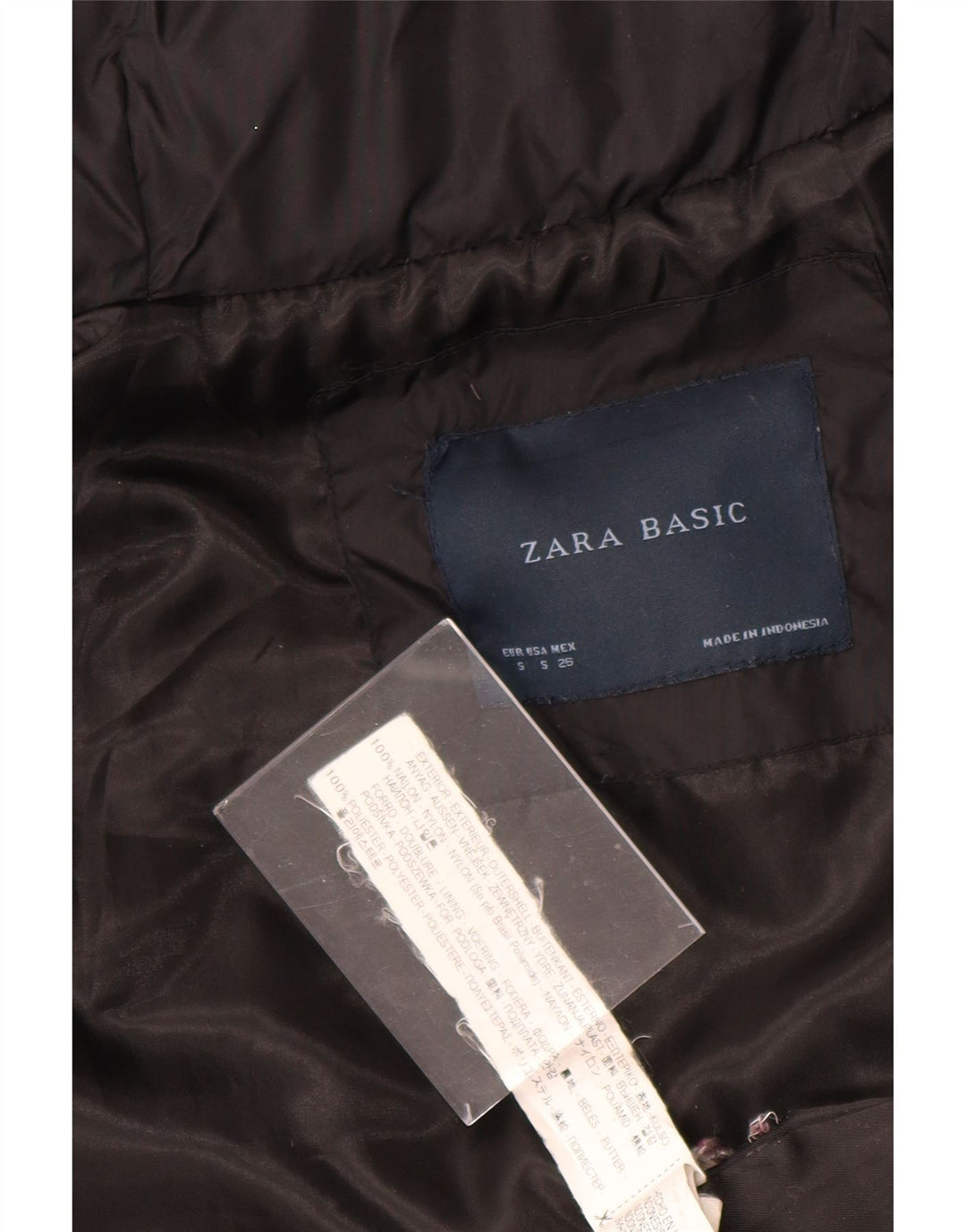 ZARA Womens Padded Coat UK 10 Small Black Nylon