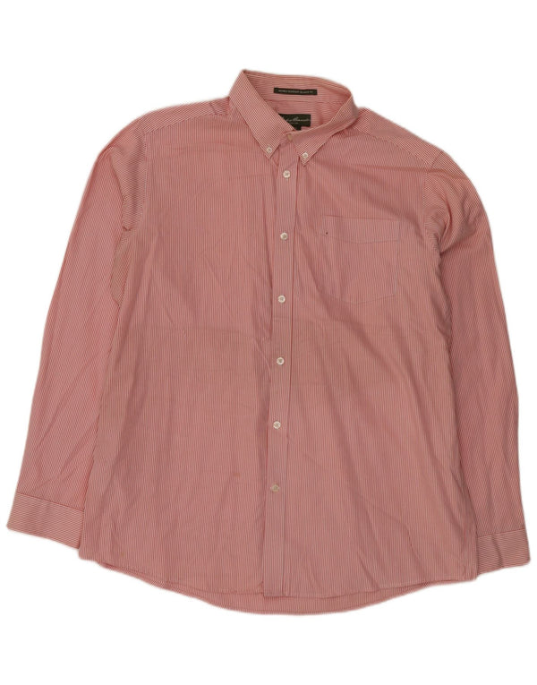 Eddie Bauer Mens Relaxed Fit Shirt XL Pink Pinstripe Cotton