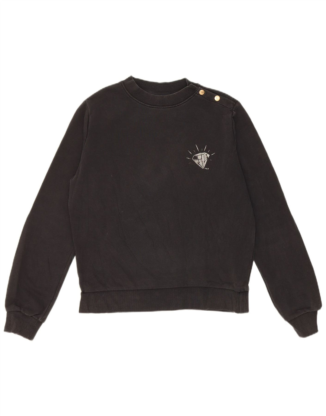 Fila Womens Oversized Sweatshirt Jumper UK 6 XS Black Cotton