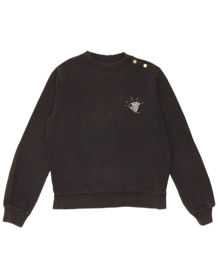 Fila Womens Oversized Sweatshirt Jumper UK 6 XS Black Cotton