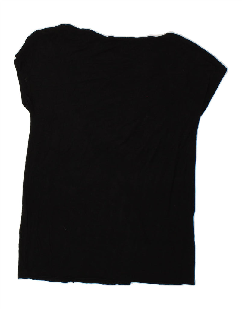 MOSCHINO Womens T-Shirt Top UK 14 Medium Black Viscose | Vintage Moschino | Thrift | Second-Hand Moschino | Used Clothing | Messina Hembry 